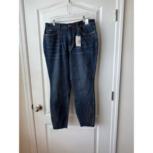 NEW Women's Judy Blue Jeans Size 16W High Rise Western Embroidered Skinny